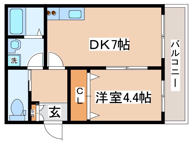 WING湊川公園(1DK/1階)の間取り写真