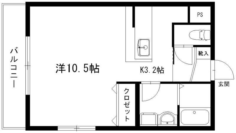 グランストーク篠ヶ瀬(1K/2階)の間取り写真