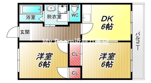 ロイヤルハイツ太田(2DK/8階)の間取り写真