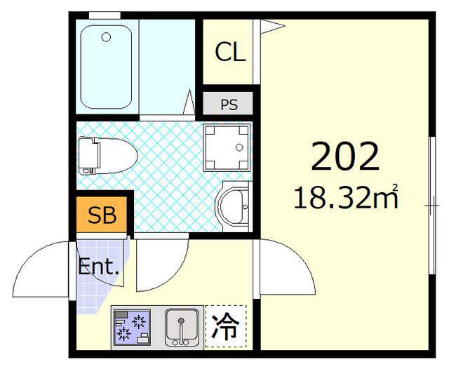 グランドヒル鶴見市場(1K/2階)の間取り写真