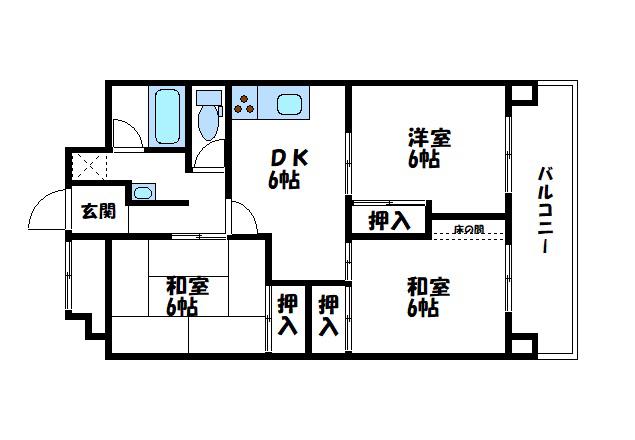 サンシャインキャッスル(3DK/7階)の間取り写真