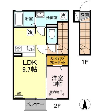 カーサ セレーノ(1LDK/2階)の間取り写真