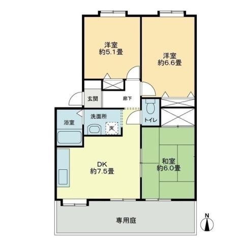 フォブール久松(3DK/1階)の間取り写真