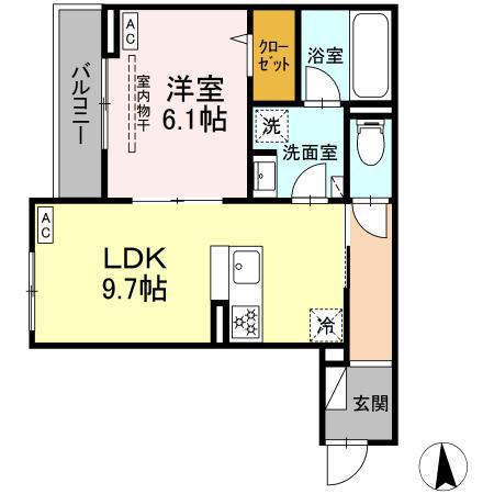エスペリア栄町(1LDK/3階)の間取り写真