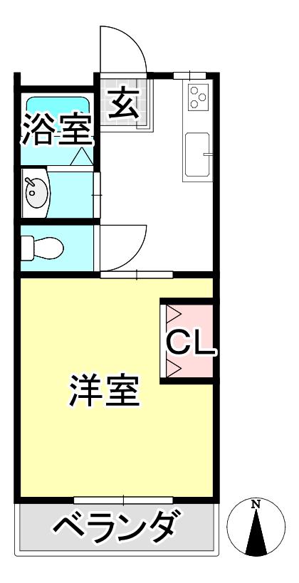レイクサイドヒカリ(1K/2階)の間取り写真