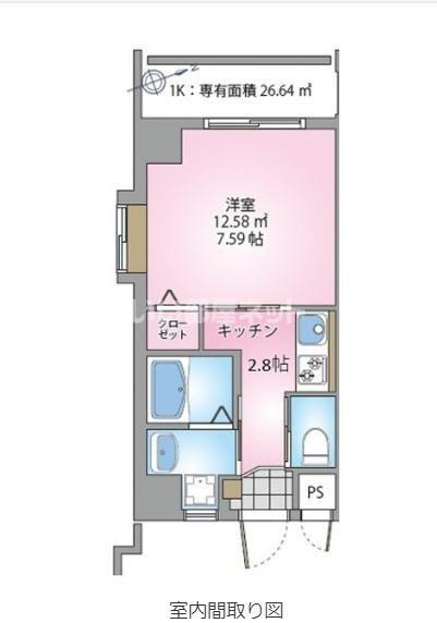 アンビシャスVII(1K/4階)の間取り写真