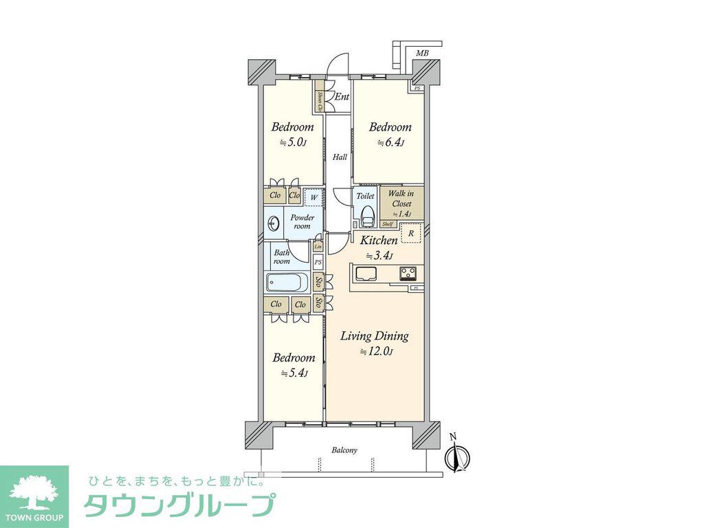 パークホームズLALA名古屋みなとアクルス(3LDK/8階)の間取り写真