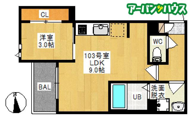 GRANDTIC 新保II(1LDK/1階)の間取り写真