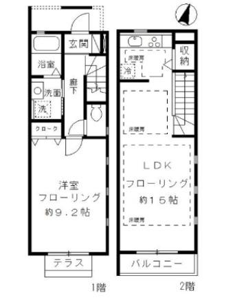 八雲K&F(1LDK/1階)の間取り写真