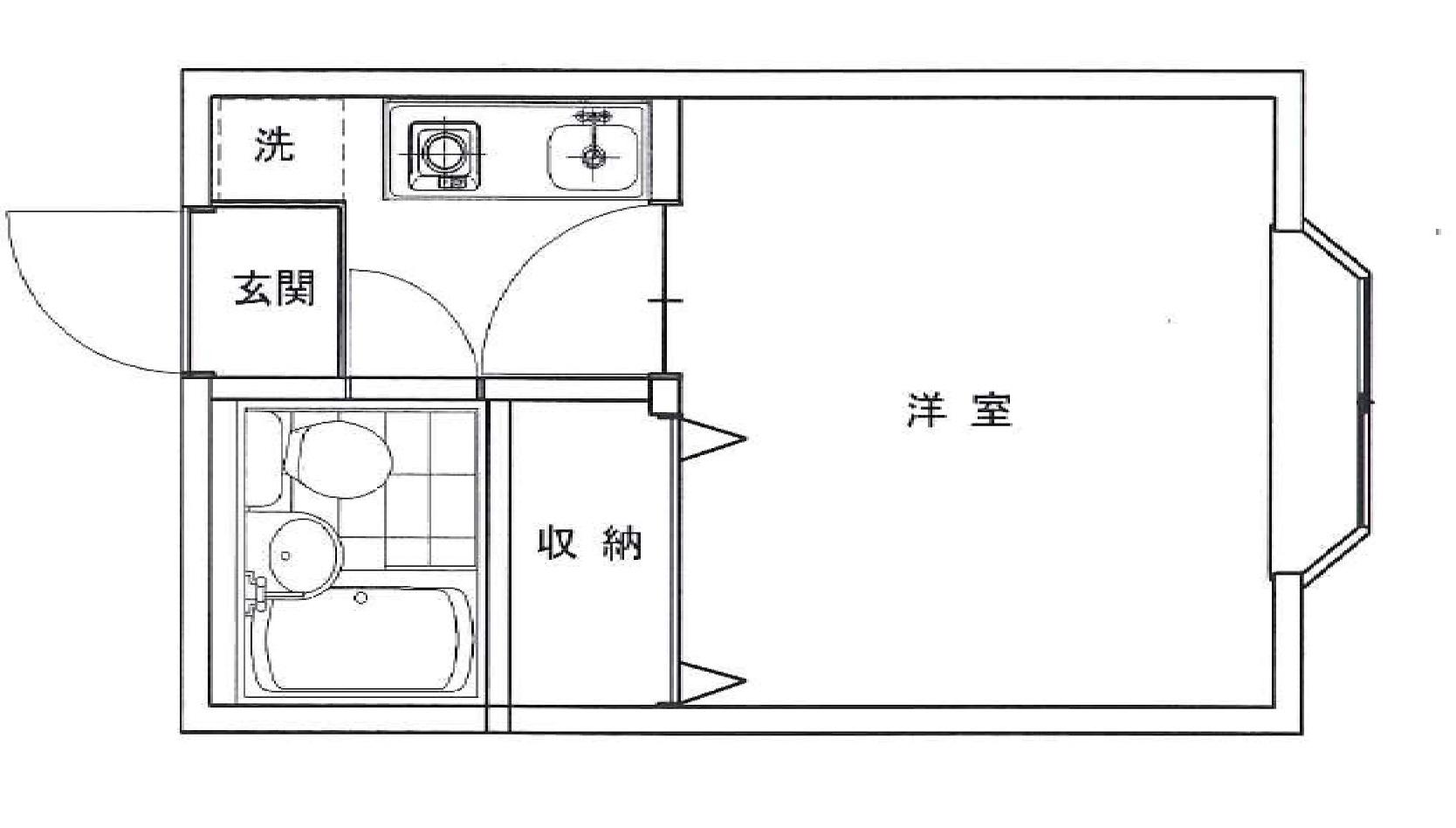 シャトレーヌツカサI(1K/1階)の間取り写真