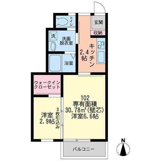 パールハウス(1K/1階)の間取り写真