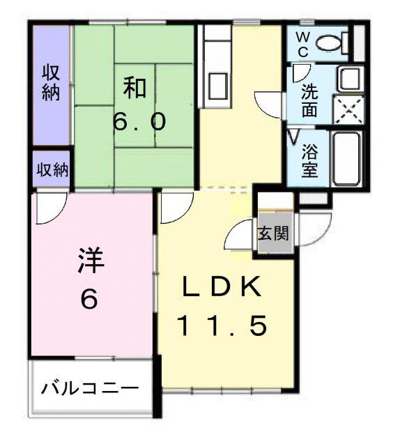 ファミールウエスト(2LDK/1階)の間取り写真
