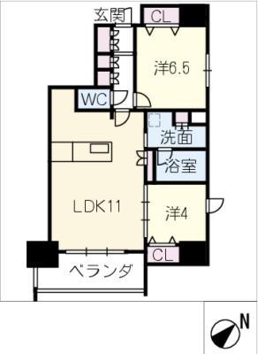 シーズンフラッツ本郷(2LDK/7階)の間取り写真