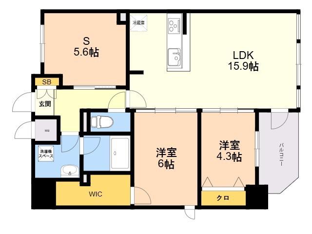 S-RESIDENCE伊都ATTIRANT(2SLDK/12階)の間取り写真