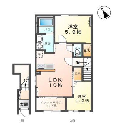 CLOCHETTE(2LDK/2階)の間取り写真
