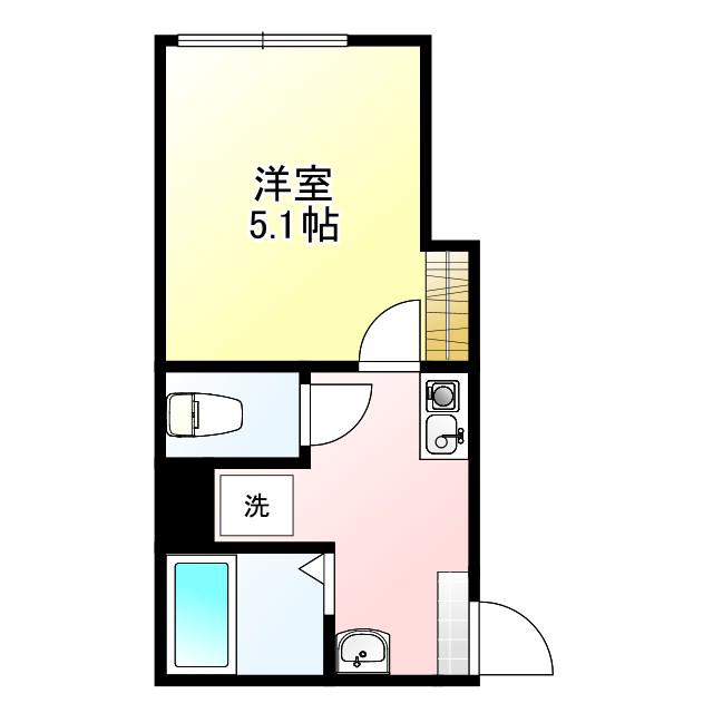 OPEN RISE府中小柳I(1K/1階)の間取り写真