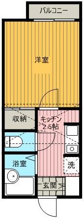 プレミールM(1K/2階)の間取り写真
