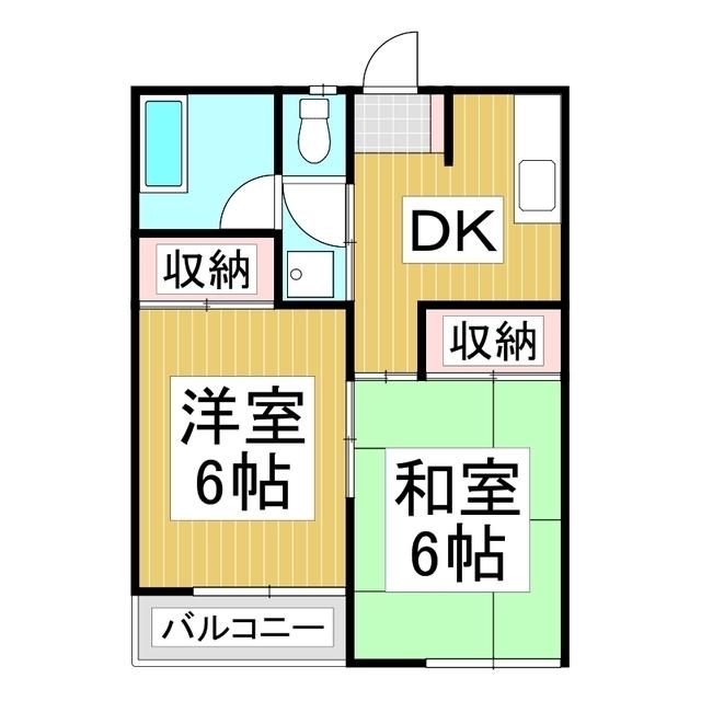 ハイツおかべ(2DK/1階)の間取り写真