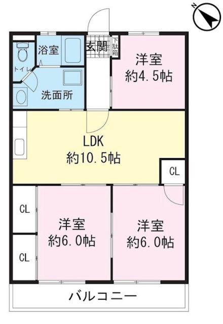 アクアハイム大宮(3LDK/1階)の間取り写真