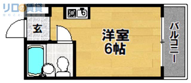 カムネス経大前(1K/4階)の間取り写真