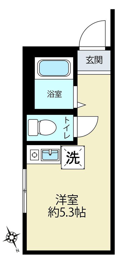 ヒルズ上星川B棟(ワンルーム/1階)の間取り写真