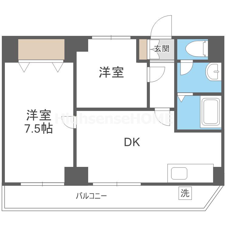 リードプラザ清水(2DK/7階)の間取り写真