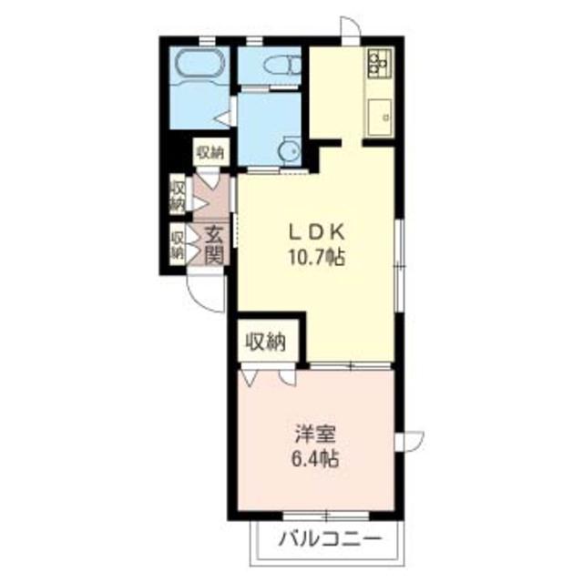 プルメリア(1LDK/1階)の間取り写真