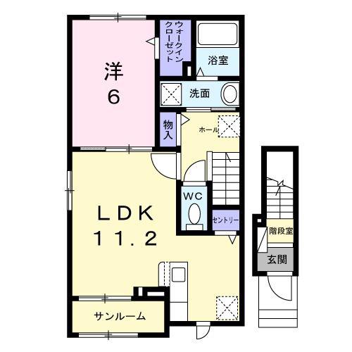 グラース(1LDK/2階)の間取り写真