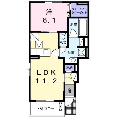 プラネット デュア(1LDK/1階)の間取り写真