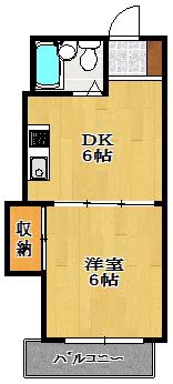 花輪ガーデンATハウス(1DK/2階)の間取り写真