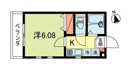 サットンプレイス・エクセラン(1K/1階)の間取り写真