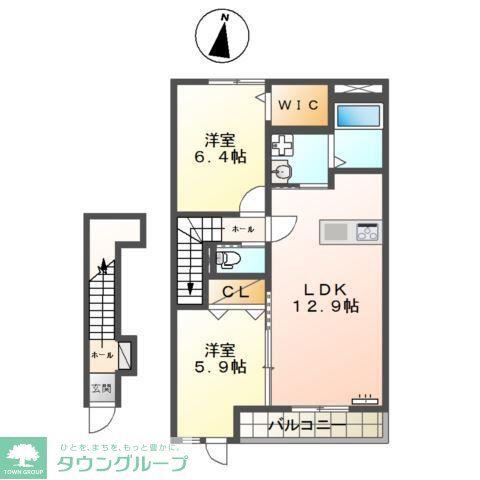 ティエラ(2LDK/2階)の間取り写真