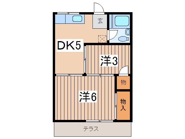 ビッグフィールド(2DK/1階)の間取り写真