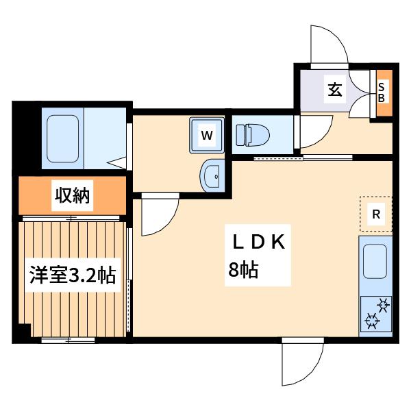 アンジュ オー(1LDK/1階)の間取り写真