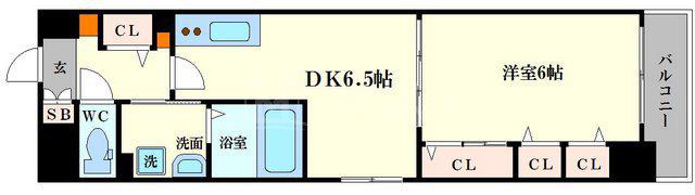 アスリート御堂筋本町(1DK/3階)の間取り写真
