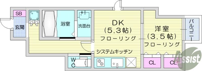 ASTAREEVA(1DK/1階)の間取り写真