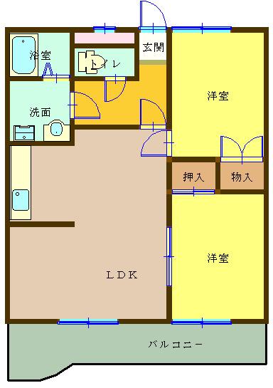 プラムハイツ(2LDK/1階)の間取り写真