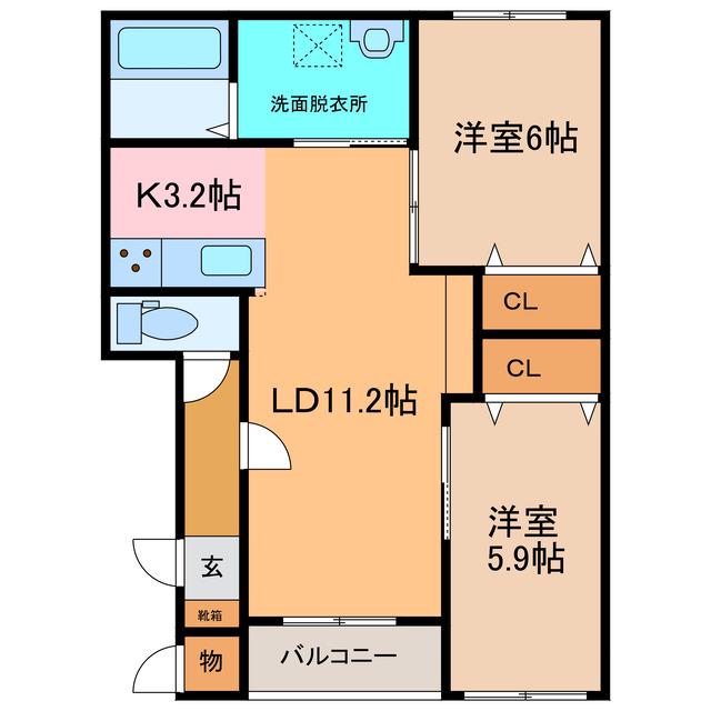 GRACIAS122(2LDK/3階)の間取り写真