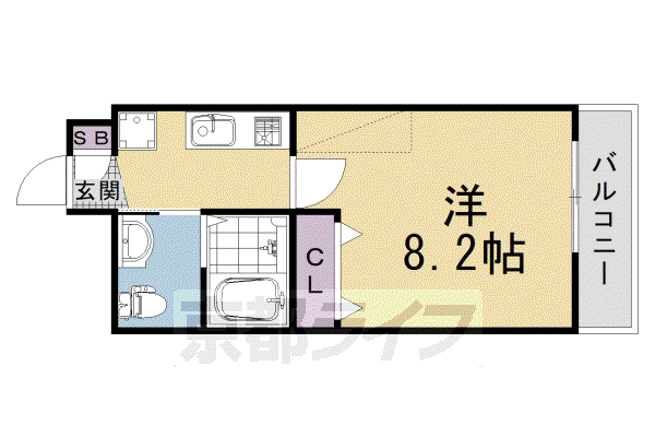 ワンモアハート円町(1K/5階)の間取り写真