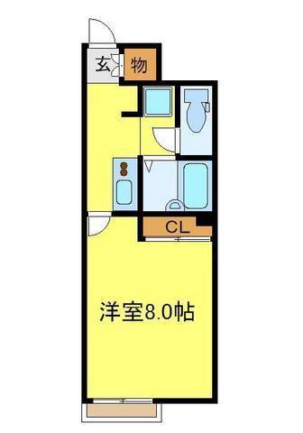 レオネクストラ ファミーユ(1K/1階)の間取り写真