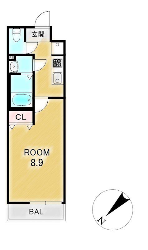 LINEAGE COURT野洲駅西(1K/4階)の間取り写真