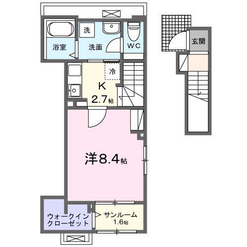 セレニテ C(1K/2階)の間取り写真