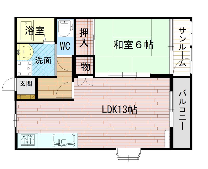 フォレストイン長谷川(1LDK/1階)の間取り写真