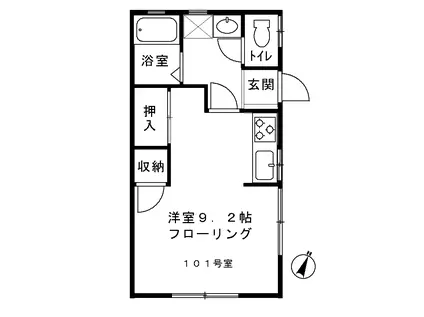 セイコーハイム(ワンルーム/1階)の間取り写真