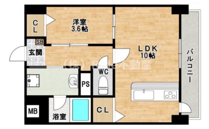 ペリドット長居公園(1LDK/6階)の間取り写真