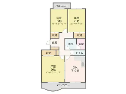 森島パークヒルズ(3DK/4階)の間取り写真