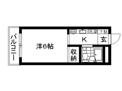 サニーハイツ(1K/2階)の間取り写真