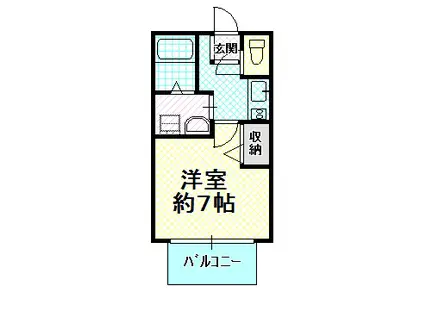 セジュールZIROZA B棟(1K/1階)の間取り写真