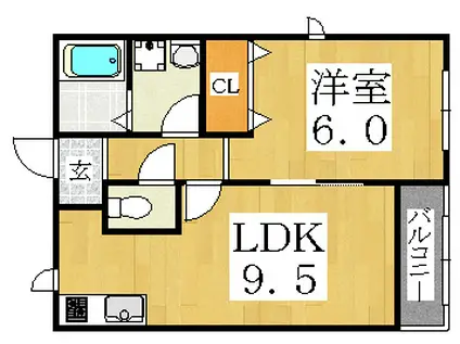 リブレ清水丘(1LDK/1階)の間取り写真