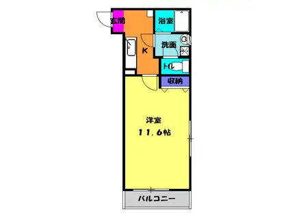 クレフラスト磐田竜洋(1K/2階)の間取り写真